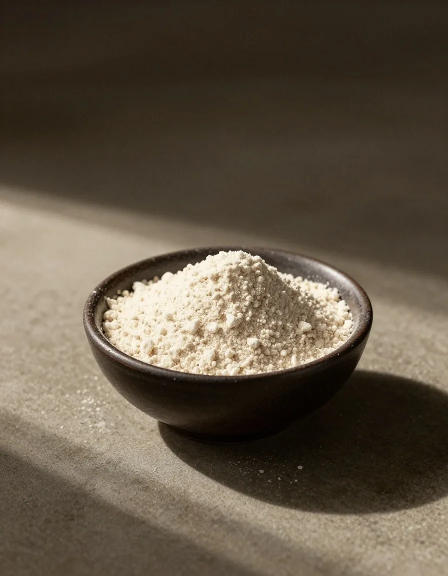 BCAA amino acid powder in a ceramic bowl